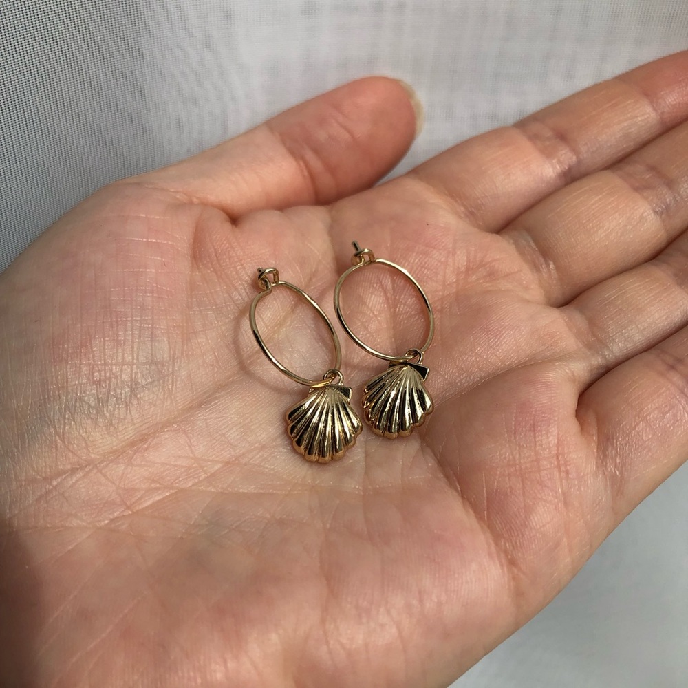 Gold Shell Hoop Earrings